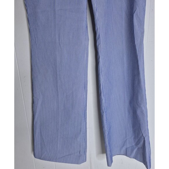 Express Designs Studio Blue White Stripe Editor Wide Leg Dress Pants Sz 4 - Picture 2 of 10